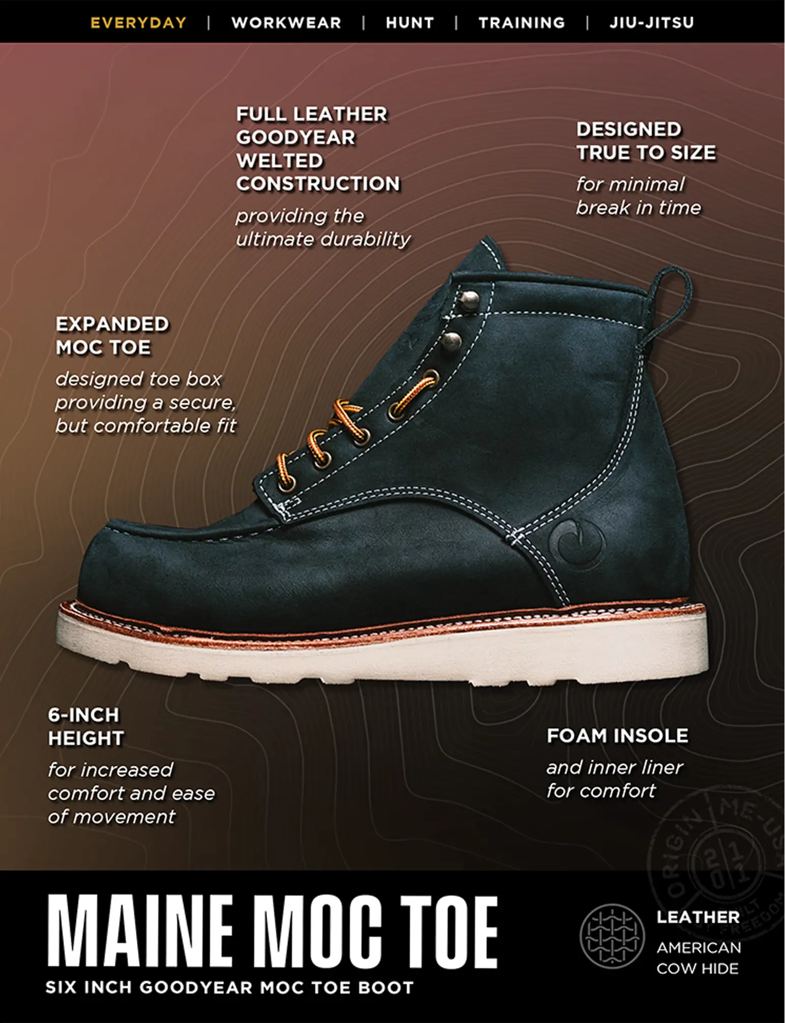 MAINE MOC TOE BOOT - NATURAL WEDGE SOLE - Image 9